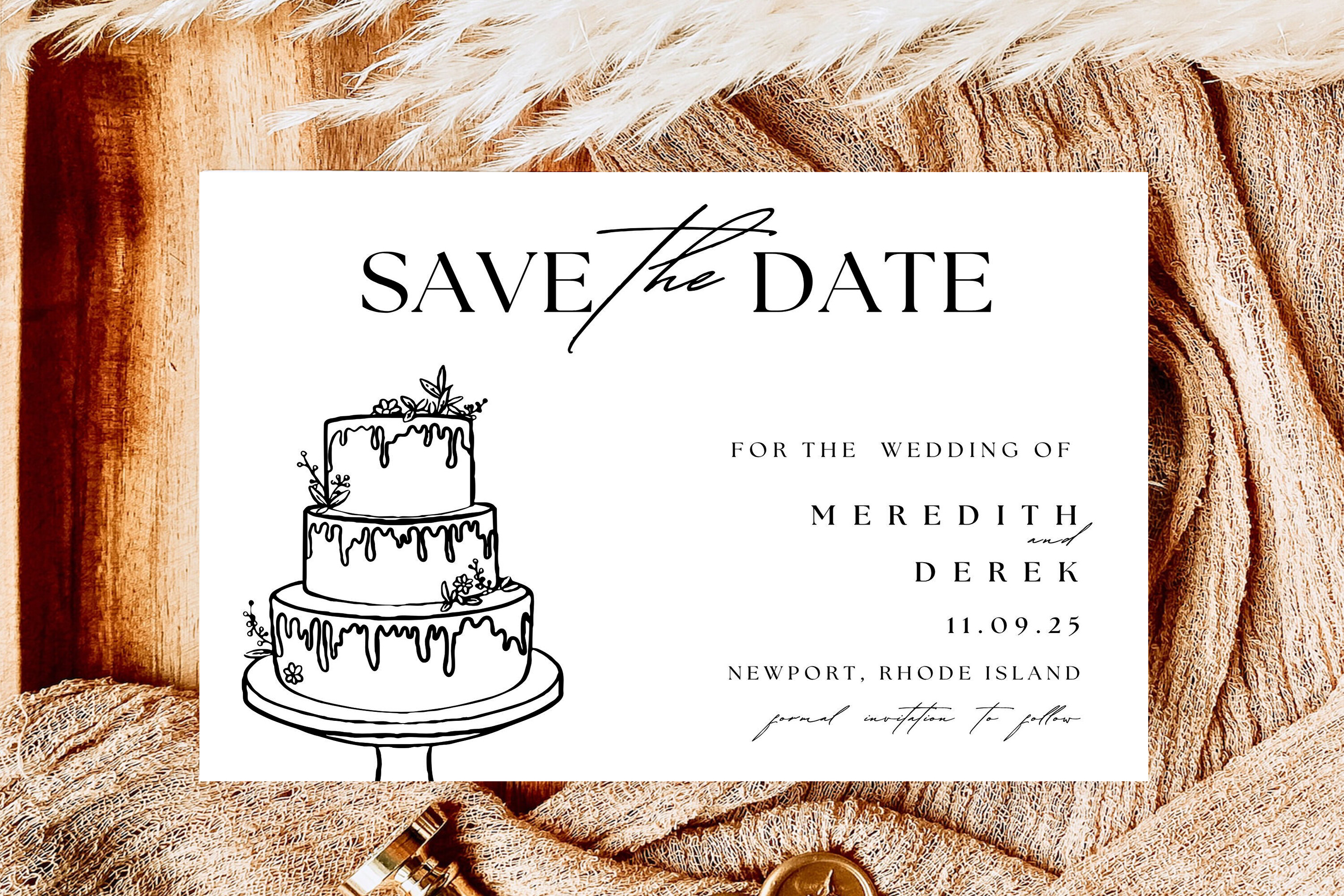 Save the date Wedding card canva Templat