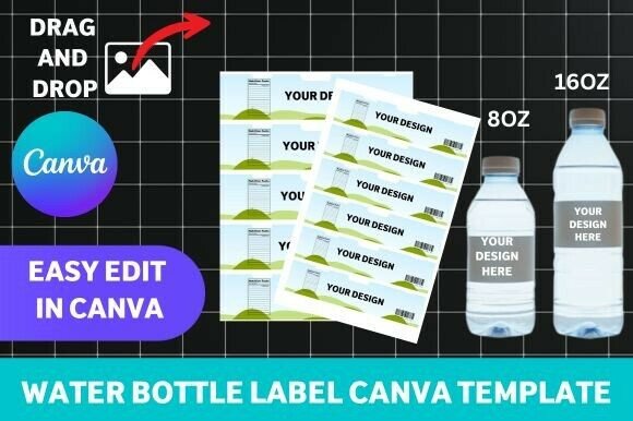 Water Bottle Label Canva Template