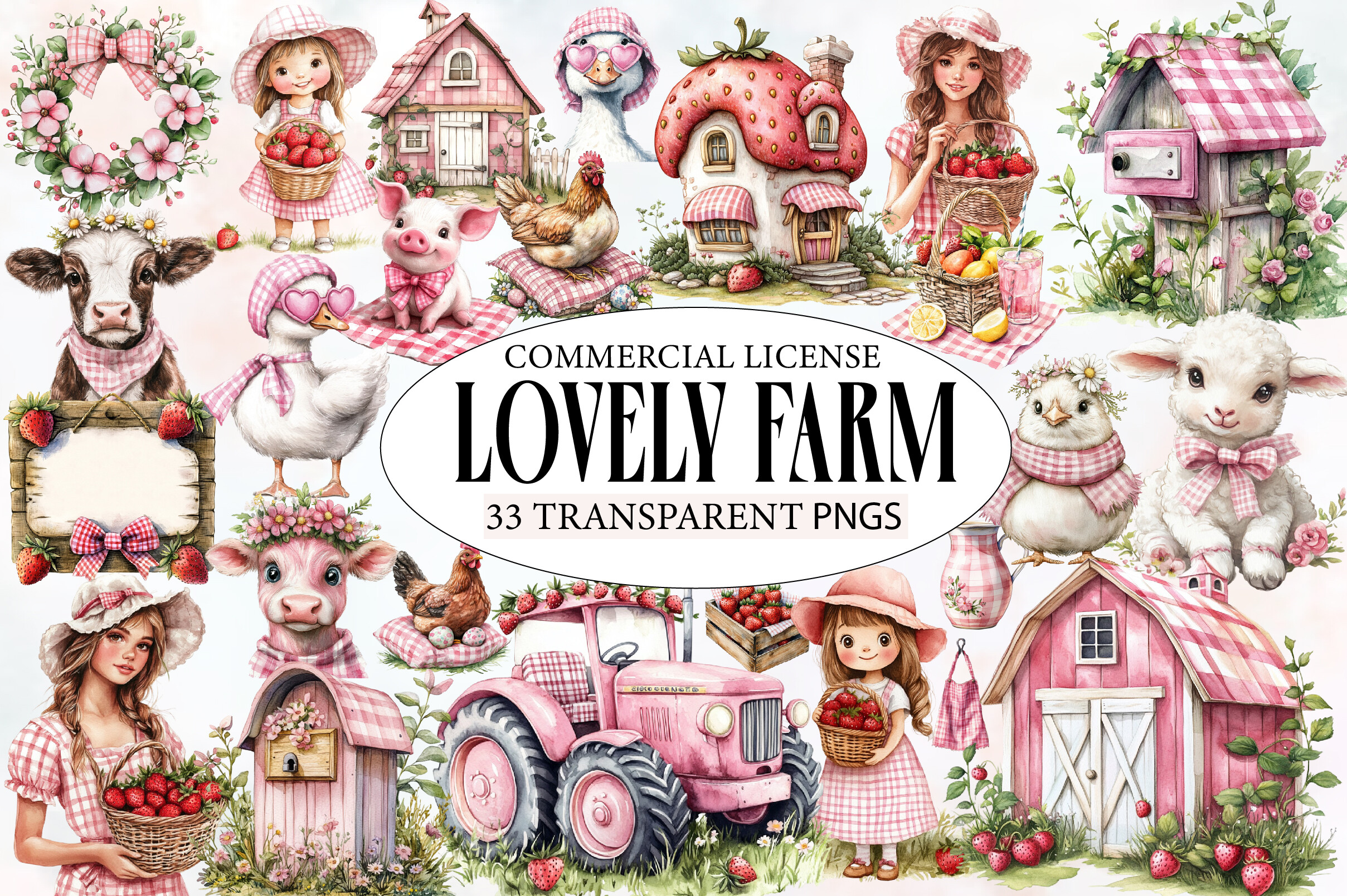 Watercolor Lovely Farm Clipart Graphic by Designworld · Creative Fabrica