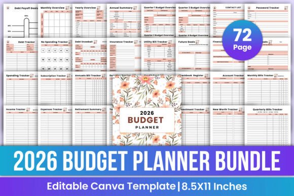2026 Budget Planner Bundle Canva Kdp