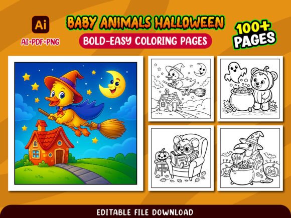 Baby Animals Halloween Coloring Pages