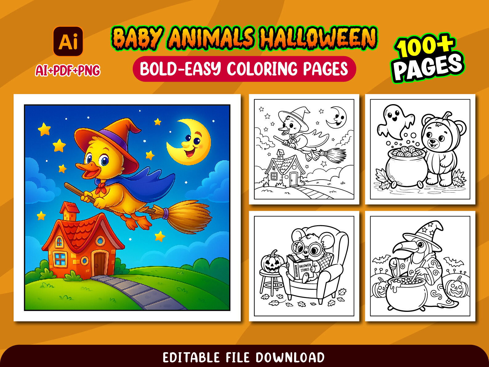 Baby Animals Halloween Coloring Pages