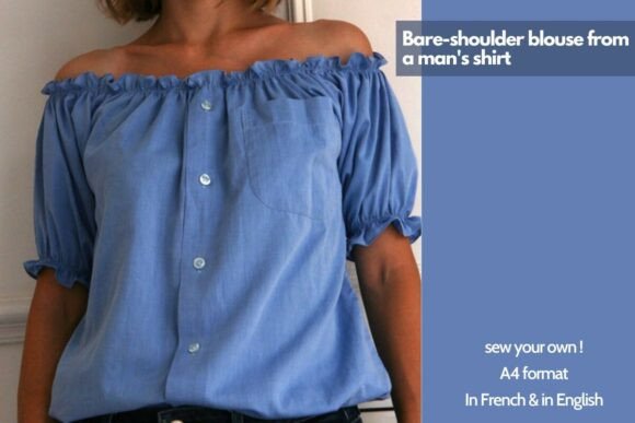 Bare-shoulder Blouse from a Man'shirt