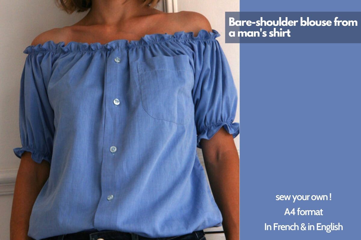 Bare-shoulder Blouse from a Man'shirt
