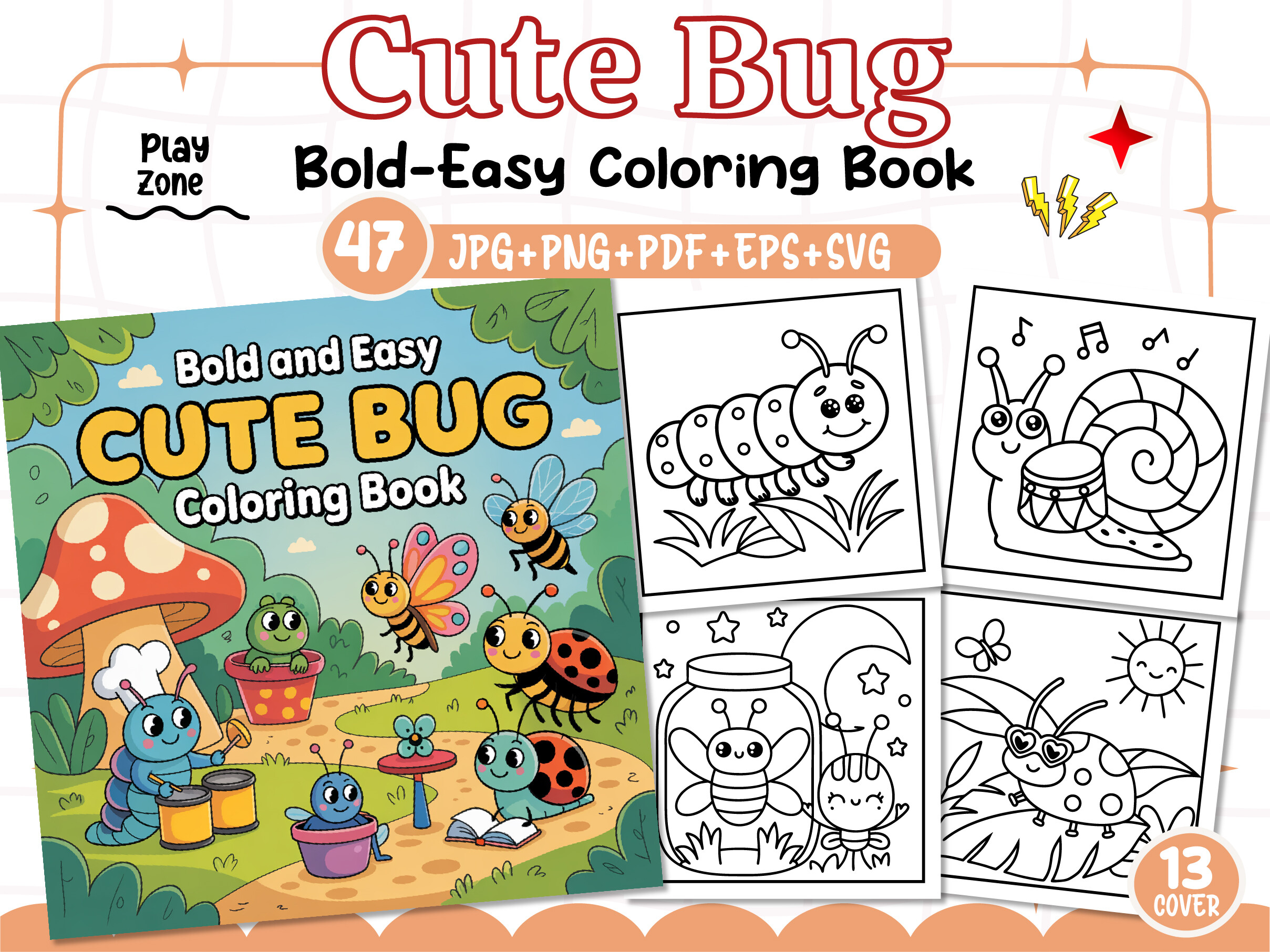 Bold Easy Cute Bug Coloring Pages