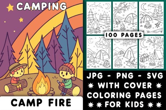 Camp Fire Camping Coloring Pages