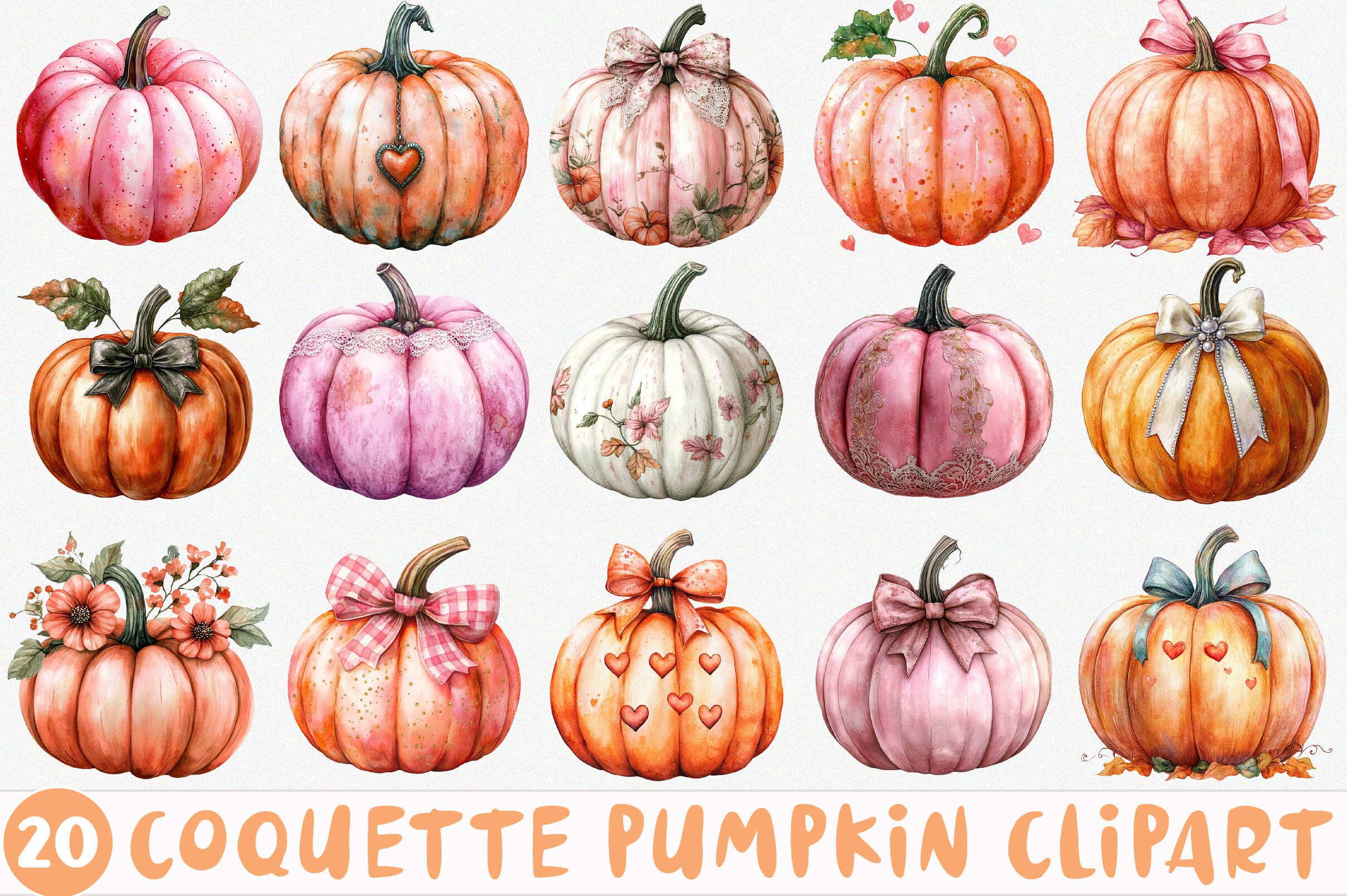 Coquette Pumpkin Clipart PNG Graphic by SinaCreation · Creative Fabrica