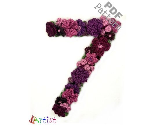 Flower Number 7 Crochet Applique Pattern