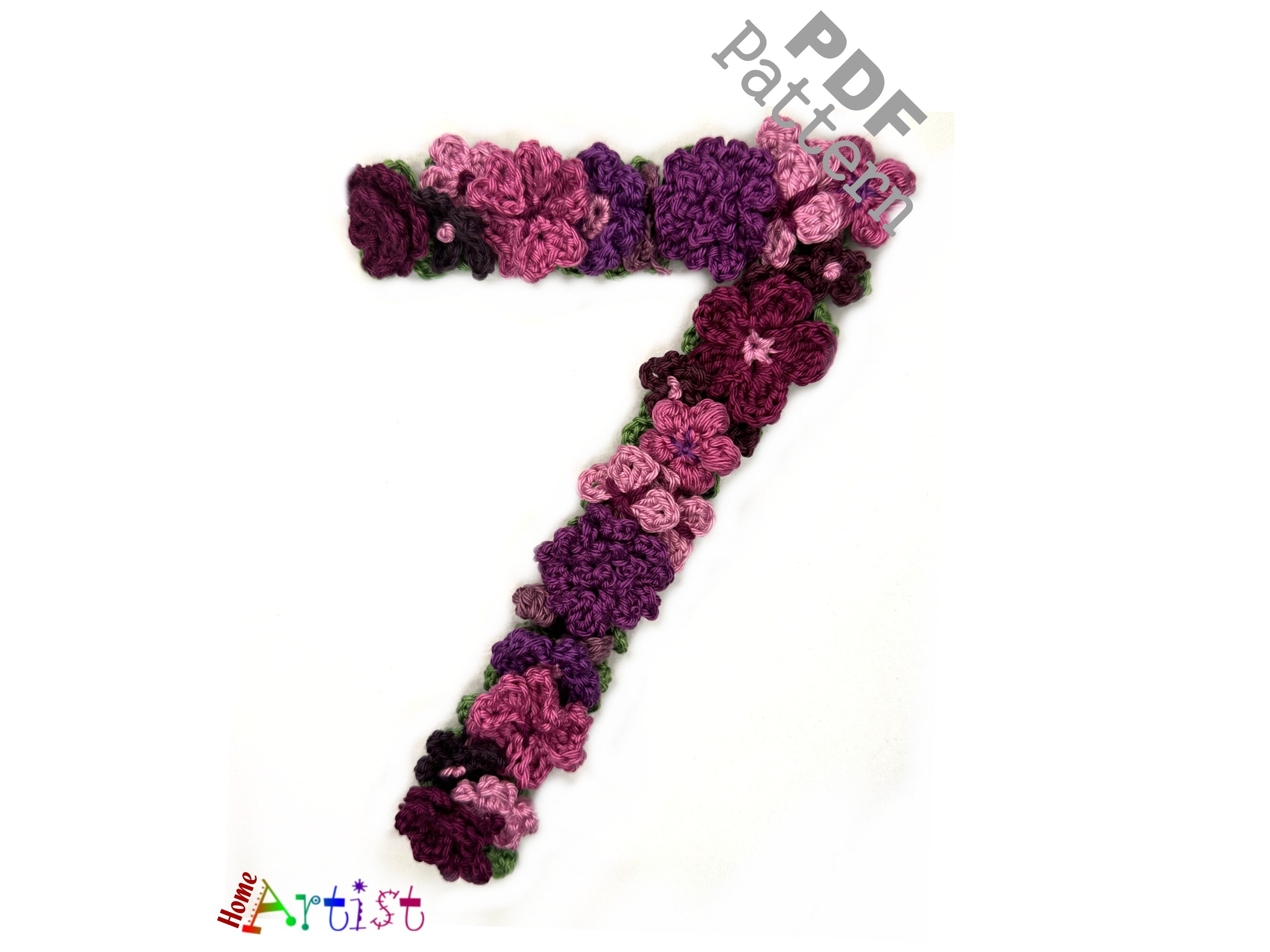Flower Number 7 Crochet Applique Pattern