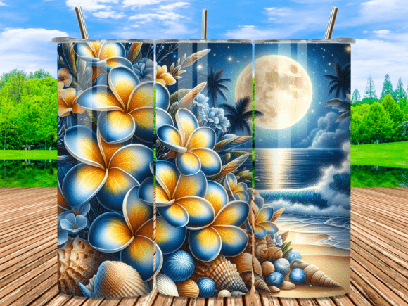 Full Moon Beach Night Tumbler Wrap