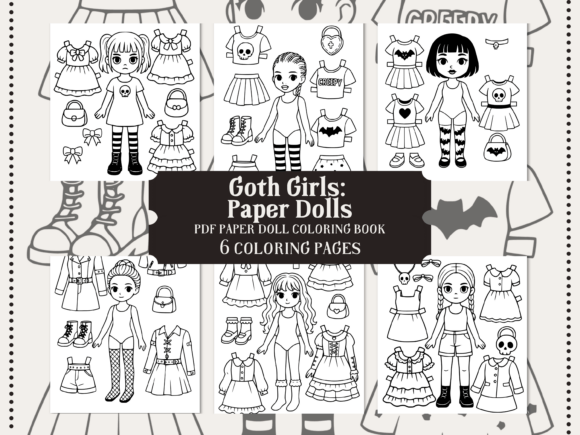 Goth Girls Paper Dolls Coloring Activity