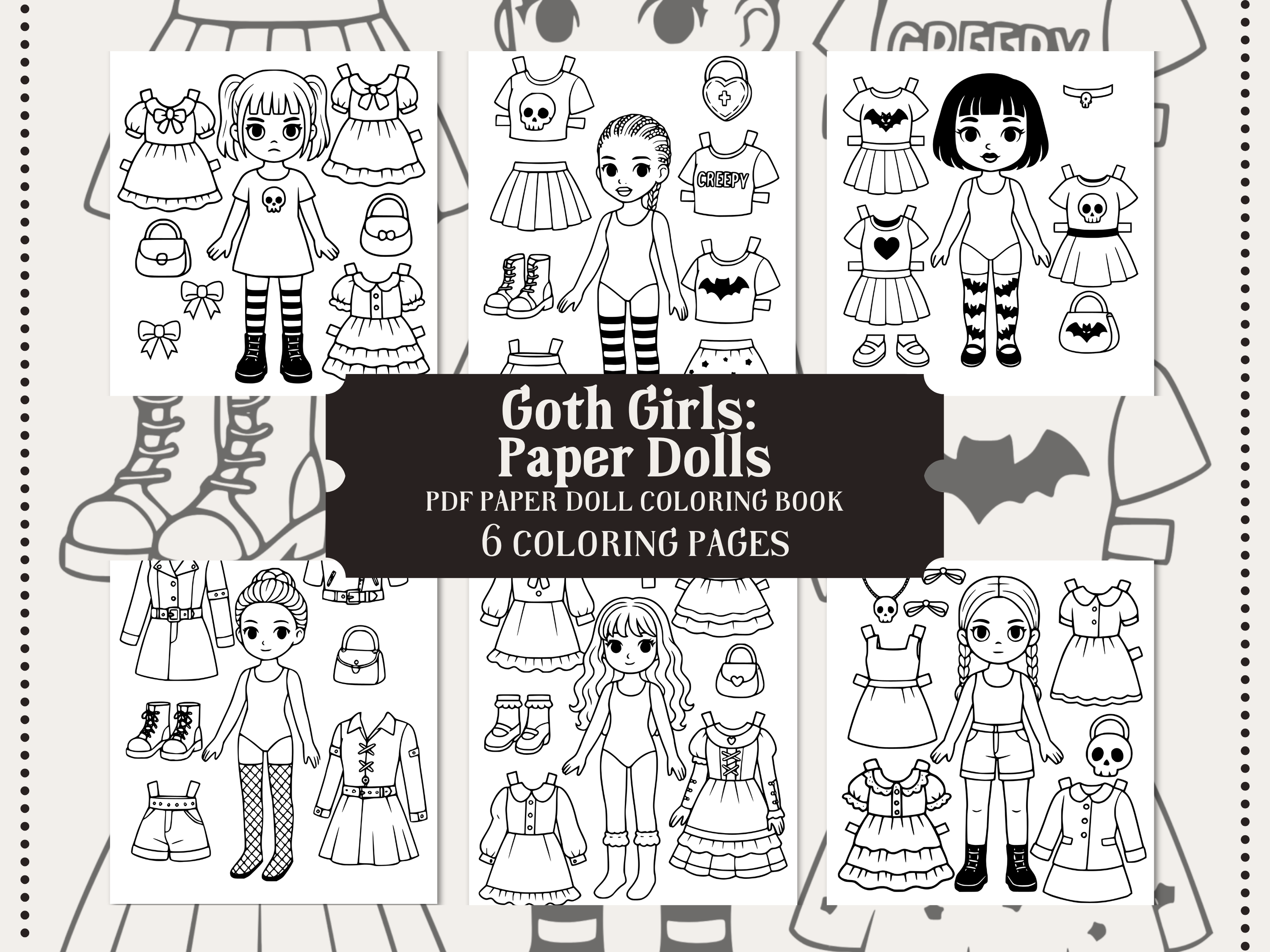 Goth Girls Paper Dolls Coloring Activity