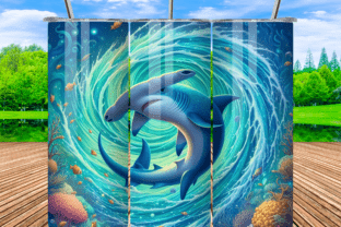 Hammerhead Shark Ocean Swirl Tumbler Graphic by Bee Prints · Creative ...
