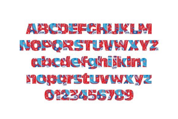 Patriotic Paisley Font PNG with transparent background - Preview 2