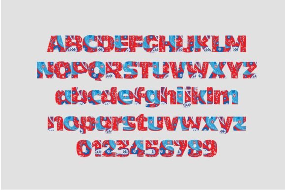 Patriotic Paisley Font PNG with transparent background - Preview 3