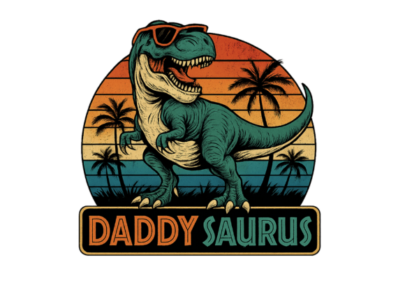 Retro Daddysaurus Father's Day Gift Grafika Rękodzieła Przez Sofiamastery