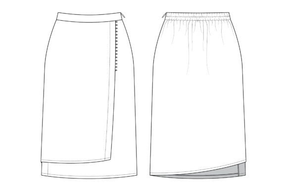 Romspattern™ ButtonWrap Midi Skirt – PDF