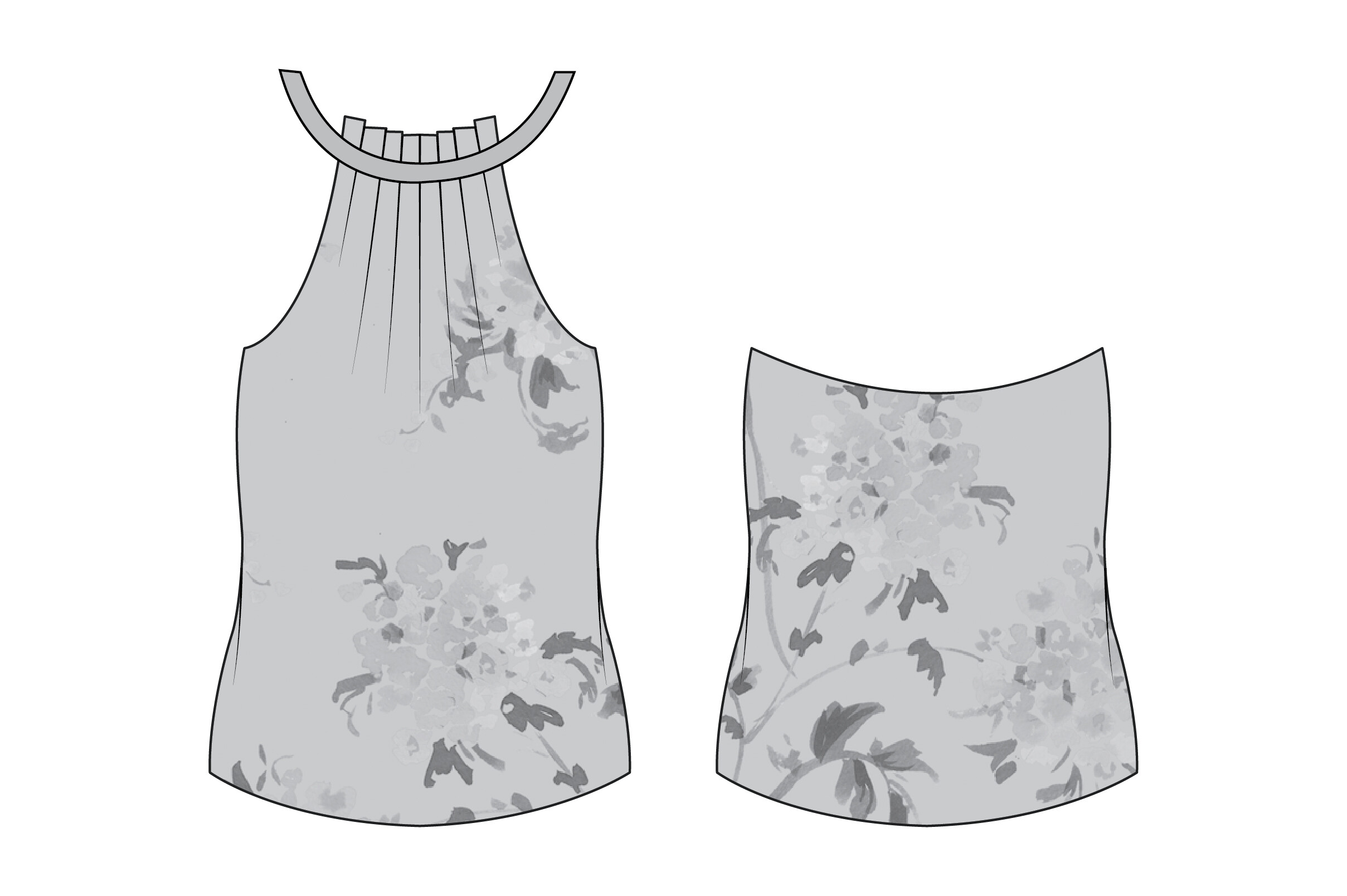 Romspattern™ PleatNeck Halter