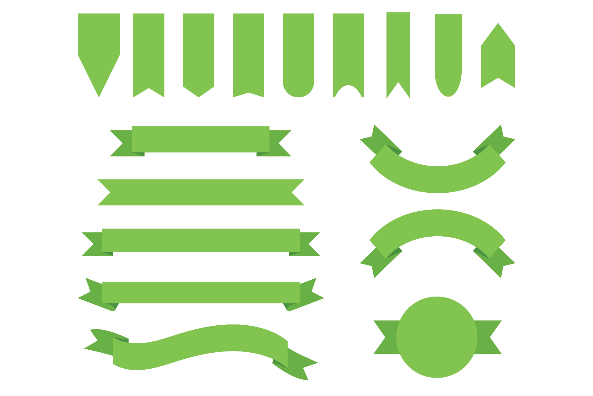 Spring Green Badge & Banner Clip Art Set