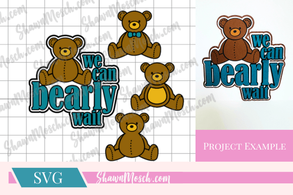 Teddy Bear Baby Shower Cake Topper SVG