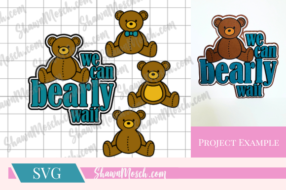 Teddy Bear Baby Shower Cake Topper SVG