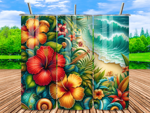 Tropical Sunset Beach Aura Tumbler Wrap