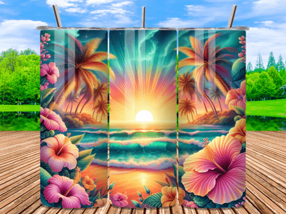 Vibrant Beach Hibiscus Paradise Tumbler