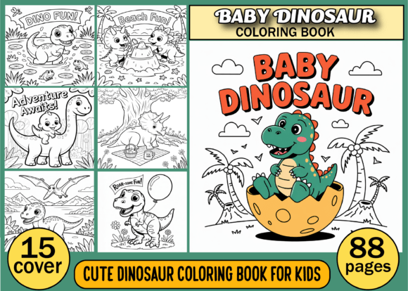 Cute Dinosaur Coloring Book for Kids