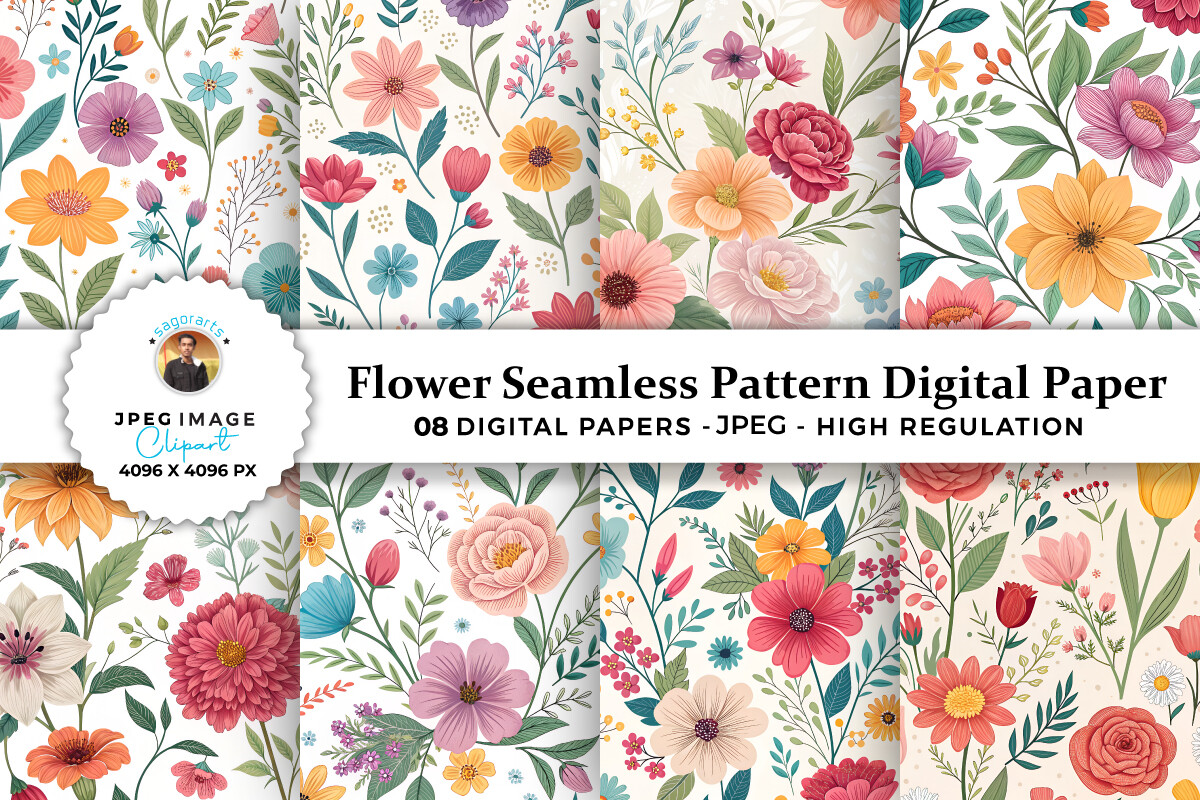 Flower Seamless Pattern Digital Paper Graphic by sagorarts · Creative ...