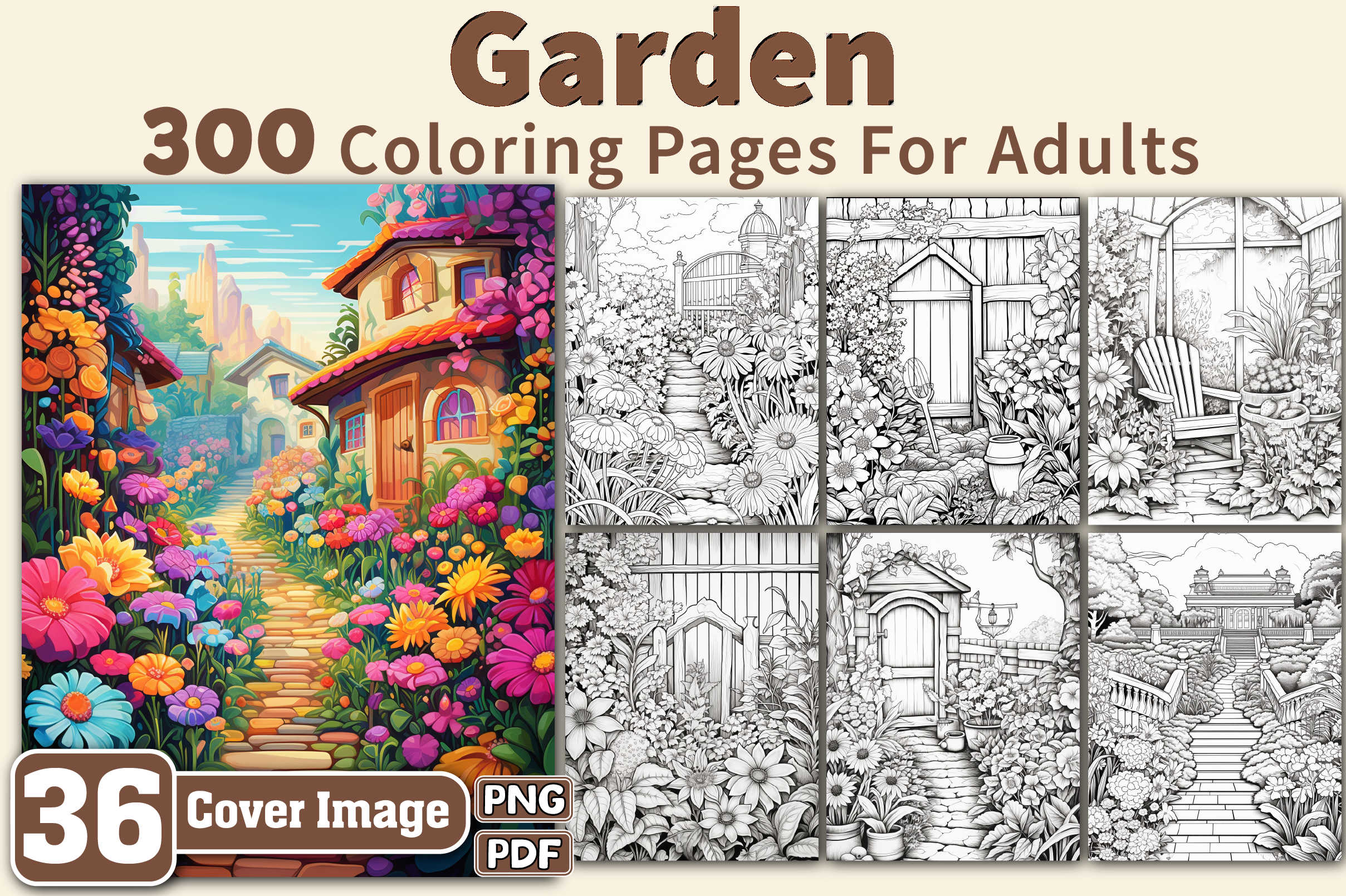 Garden Coloring Pages for Adults ETSY