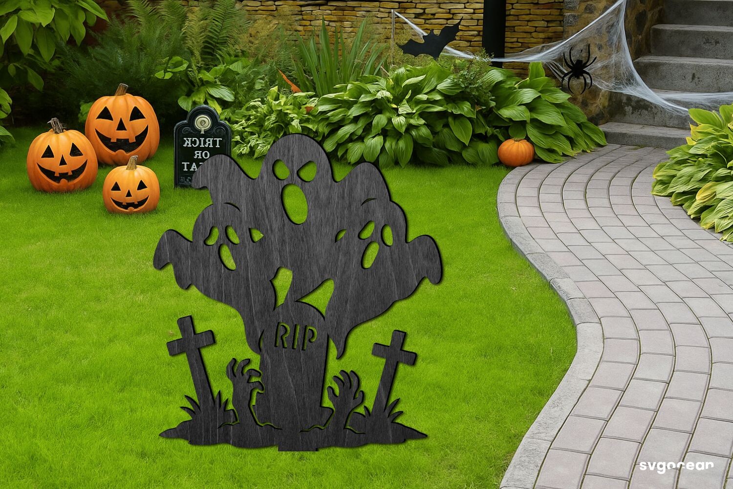 Stake Out Graphics Ghost Garden Stake Laser Cut Graphic by SvgOcean · Creative Fabrica