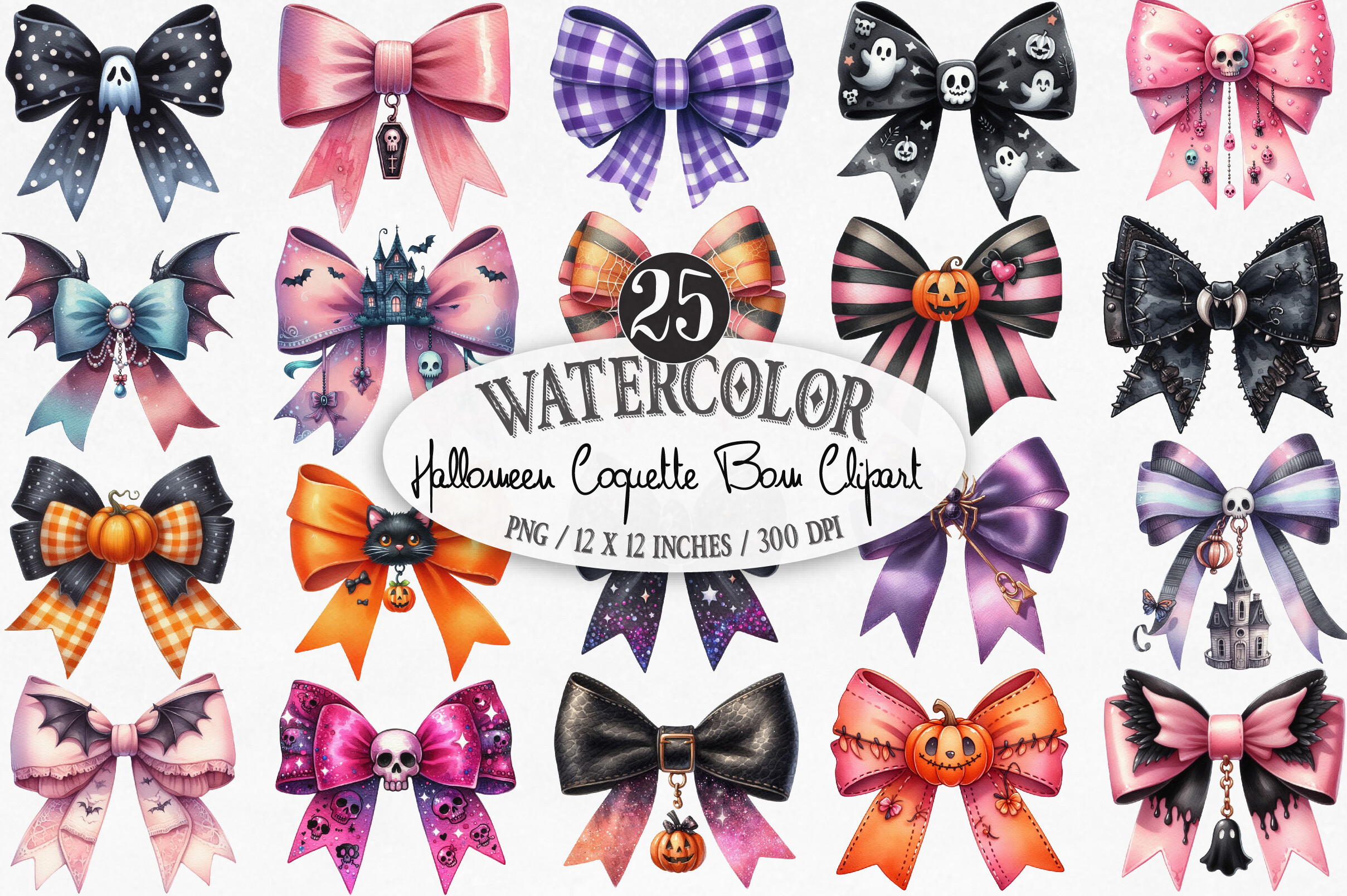 Halloween Coquette Bow Clipart Bundle Graphic by designking · Creative ...