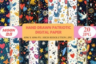 Hand Drawn Patriotic Digital Paper Graphic by Moon25 · Creative Fabrica