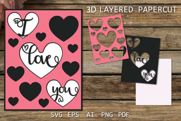 Layered Valentines Day Card SVG