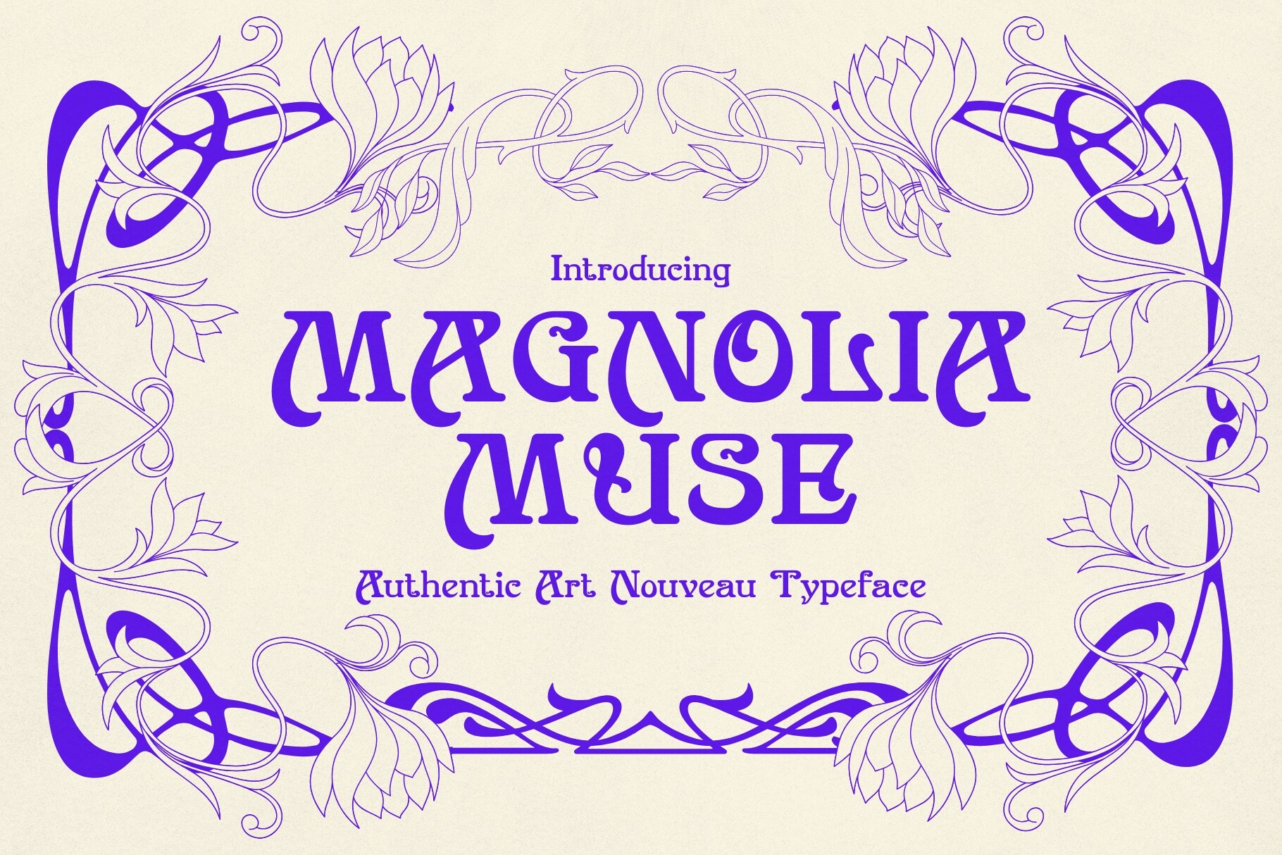 Magnolia Muse decorative font preview with elegant flowing letters