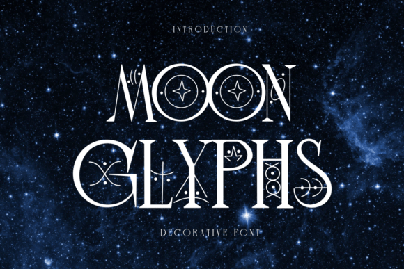 Preview specimen of Moon Glyphs decorative font