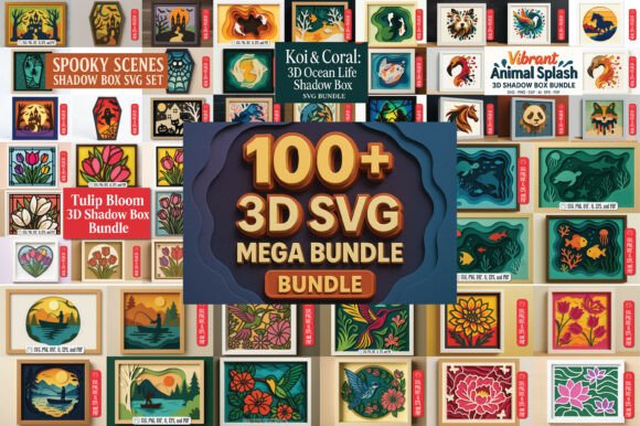 Multilayer 3D Shadow Box SVG Mega Bundle