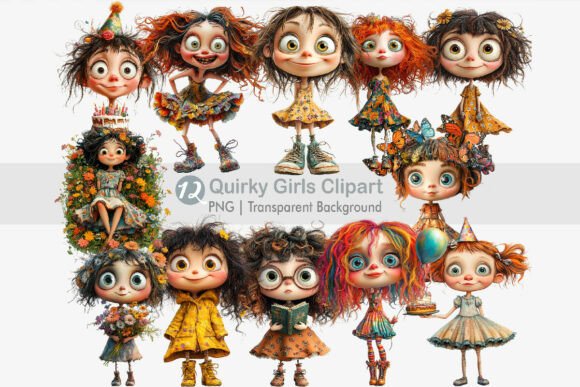 Quirky Girls Clipart PNG Bundle Graphic by Creationx Space · Creative ...