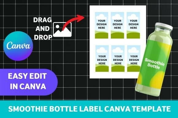 Smoothie Bottle Label Canva Template