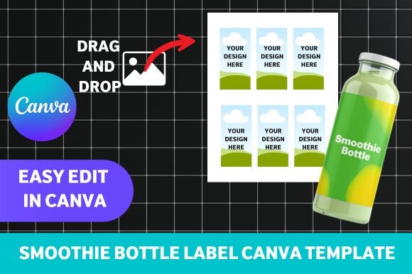 Smoothie Bottle Label Canva Template