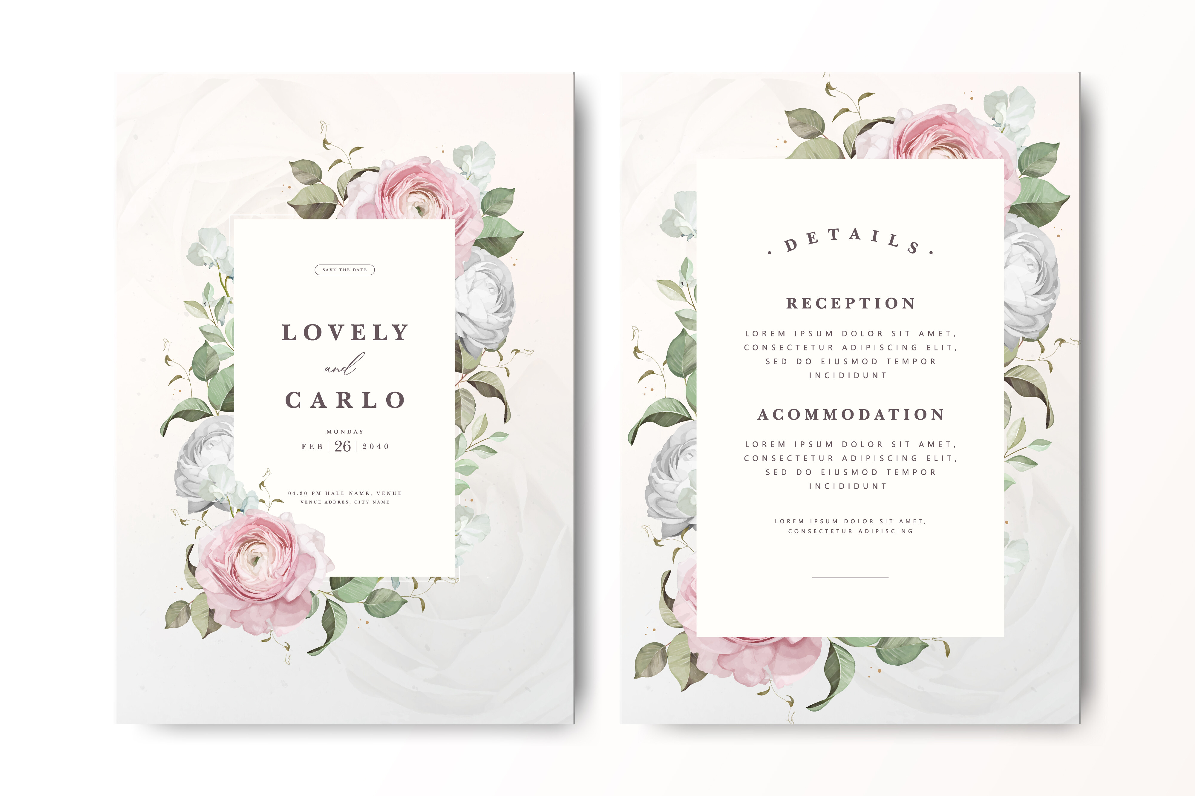 Elegant Floral Wedding Card Design Graphic by FiskiaStock · Creative ...