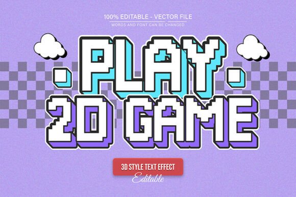 2D Pixel Game Retro Vintage Text Effect