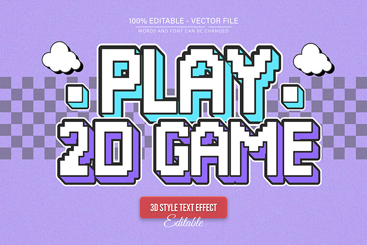 2D Pixel Game Retro Vintage Text Effect
