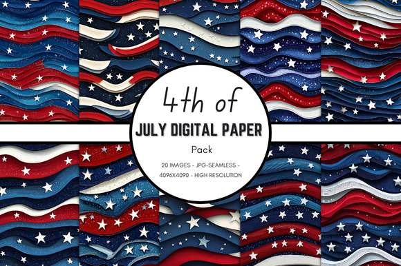 4th of July Digital Paper Pack Graphic by Craft Heaven · Creative Fabrica