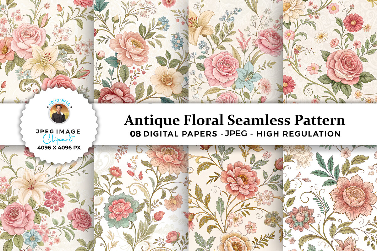 Antique Floral Seamless Pattern Graphic by sagorarts · Creative Fabrica
