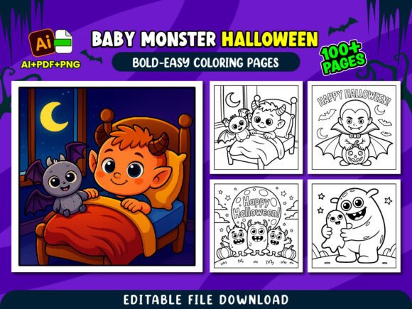 Baby Monster Halloween Coloring Pages