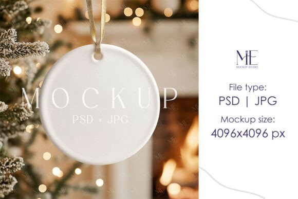 Christmas Ceramic Ornament Mockup