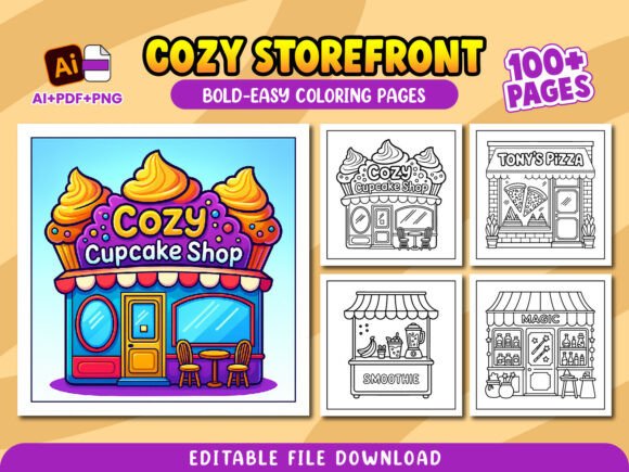 Cozy Storefront Coloring Pages for Kids