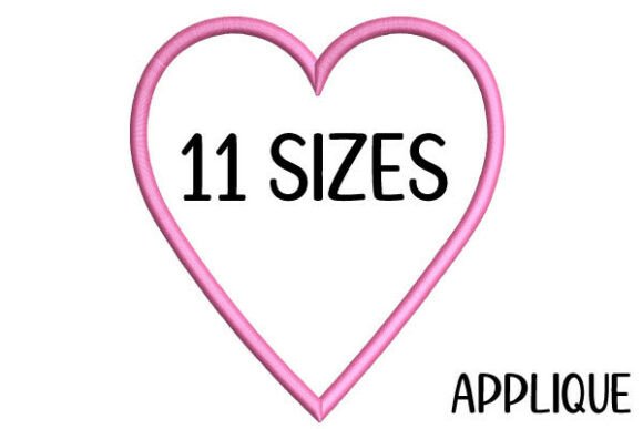 Heart Satin Stitch Appliqué in 11 Sizes