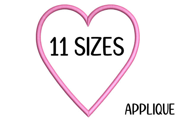 Heart Satin Stitch Appliqué in 11 Sizes
